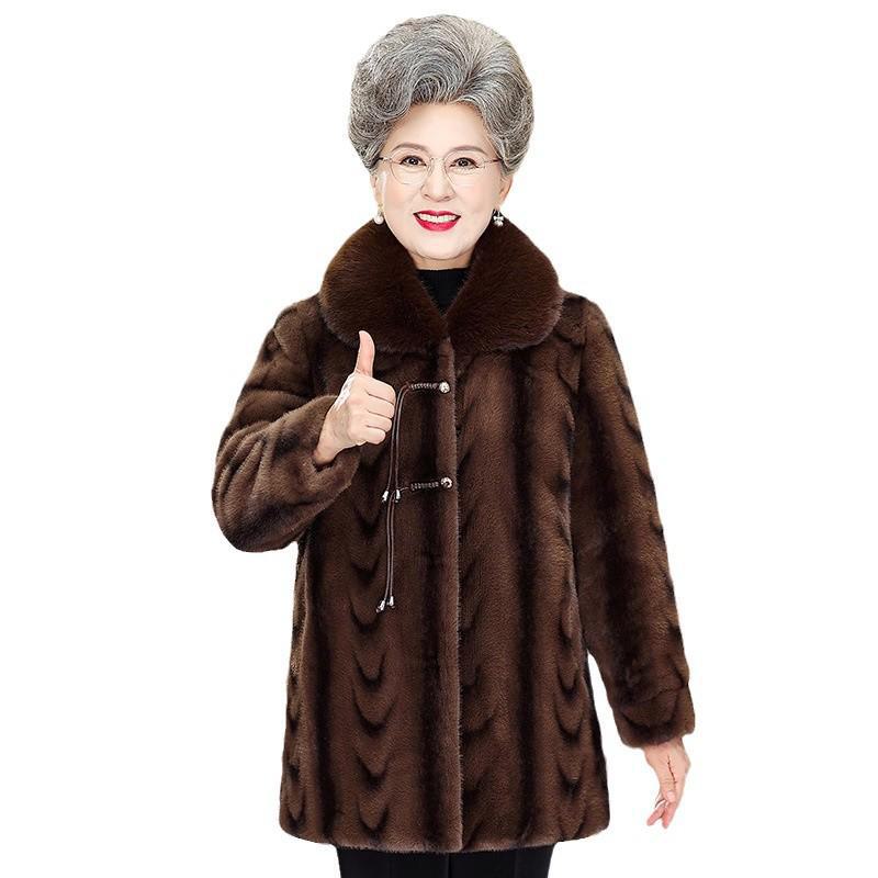 Dámský zimní kabát - Plus samet, zesílený, elegantní čínský styl pro střední a starší věk