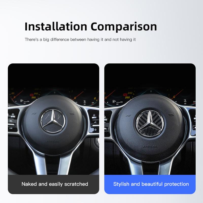 GLC GLB 45/49mm Carbon Fiber Car Steering Wheel Emblem Sticker For Mercedes Benz AMG W206 W204 W205 W212 W213 W221 W222 W223 W2