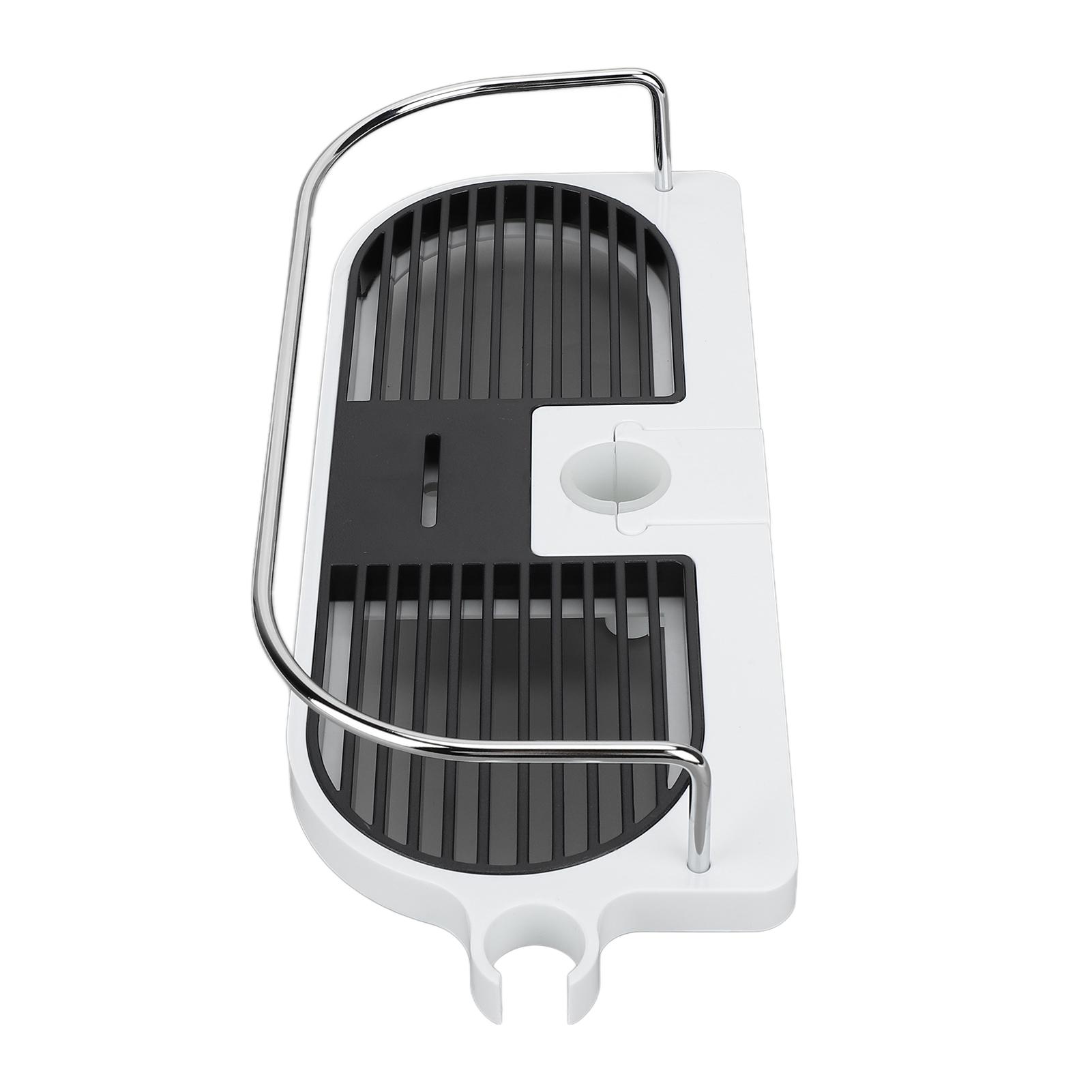 Shower Caddy Punching Free Installation Maximum Load 15kg Height Adjustable Hollow Design Bathroom Storage Rack