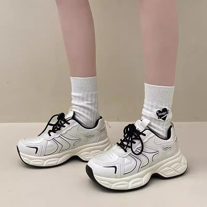 Popular Versatile Platform Dad Shoes Women's Spring and Autumn Small Men Increase In Height 2025 New Super Fire Fried Street Sports and Leisure Shoes