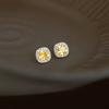 Fashion Minimalist Geometric Square Citrine Stud Earrings for Women
