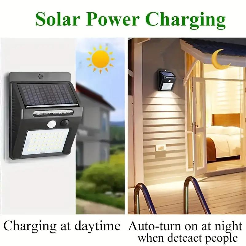 IP45 Waterproof Solar Outdoor Lights Motion Sensor Security Lamp 3 Lighting Modes for Garden Fence Garage Yard Path
