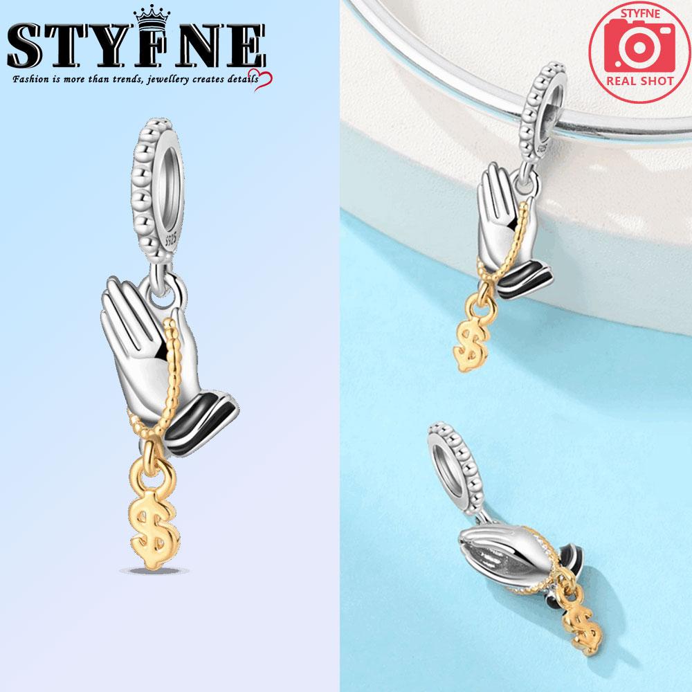 Religious Series Original Charms Beads Copper Prayer Hand Activities Pendant For Woman Fit Bracelet Making Jewelry Diy Gift