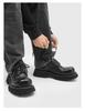 2024 Men's Genuine Leather Round Toe Derby Shoes - British Style, Thick Sole, Black Boots