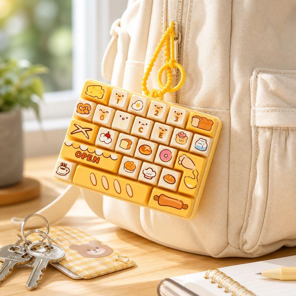 26-key Keyboard Keychain Pressable Keys Press Button Toy Cute Keyboard Fidget Toy Bag Ornament
