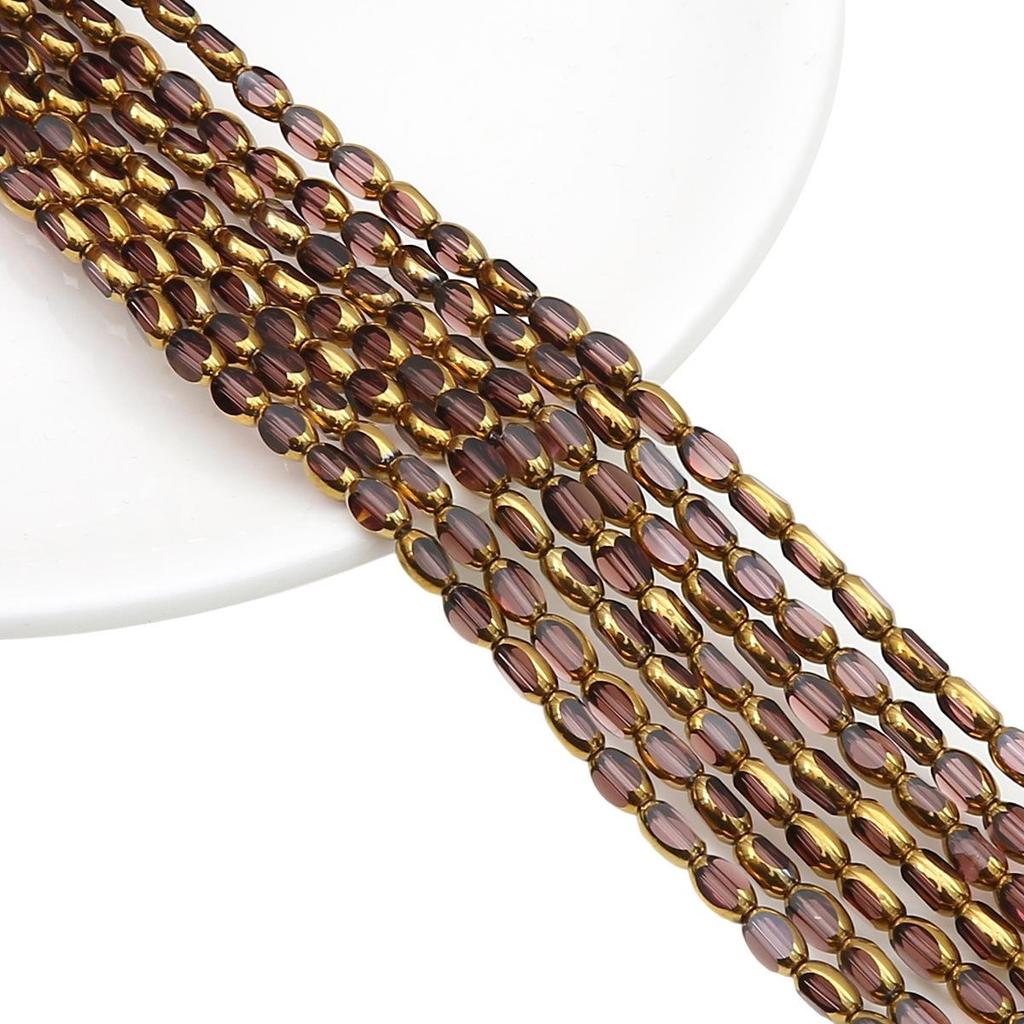 Oval Faceted Gold-Edged Glass Crystal Rice Beads for Jewelry Making
