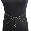 Simple Boho Moon Chain Waist Belt Sexy Lingerie Women Rhinestone Belly Body Jewelry Bikini Summer Accessories