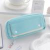 Pencil Case For Students With Large Capacity Dual Zipper Storage In Polyester Fabric