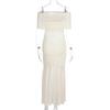 Spring Off-Shoulder Backless Maxi Dress For Women Gown Fashion Mesh Strapless Sleeveless Bodycon Long Dress Elegant