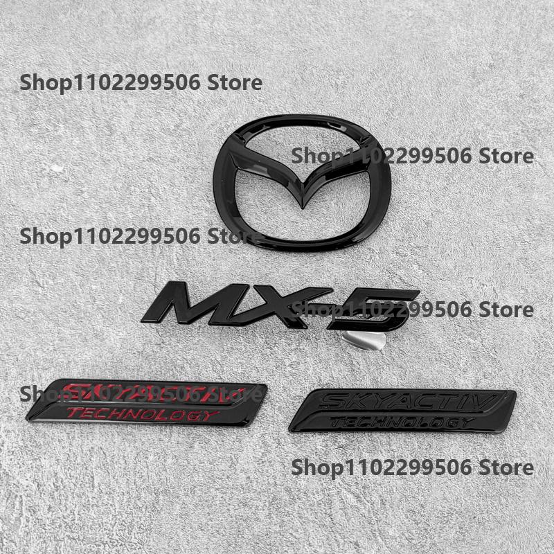 Rxlku10 Mazda MX5 Glossy Black ABS Front Grille Eemblem Rear Trunk Badge Letters Sticker For Mazda MX-5 Miata NC ND Logo Accessories
