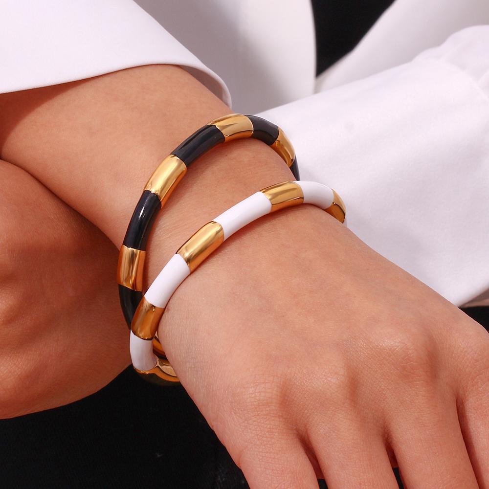 MamacitaSlay Damenschmuck Massives Segment Gebackene Farbe Armband Hochwertiges Damen Edelstahl Gebackene Farbe Armband
