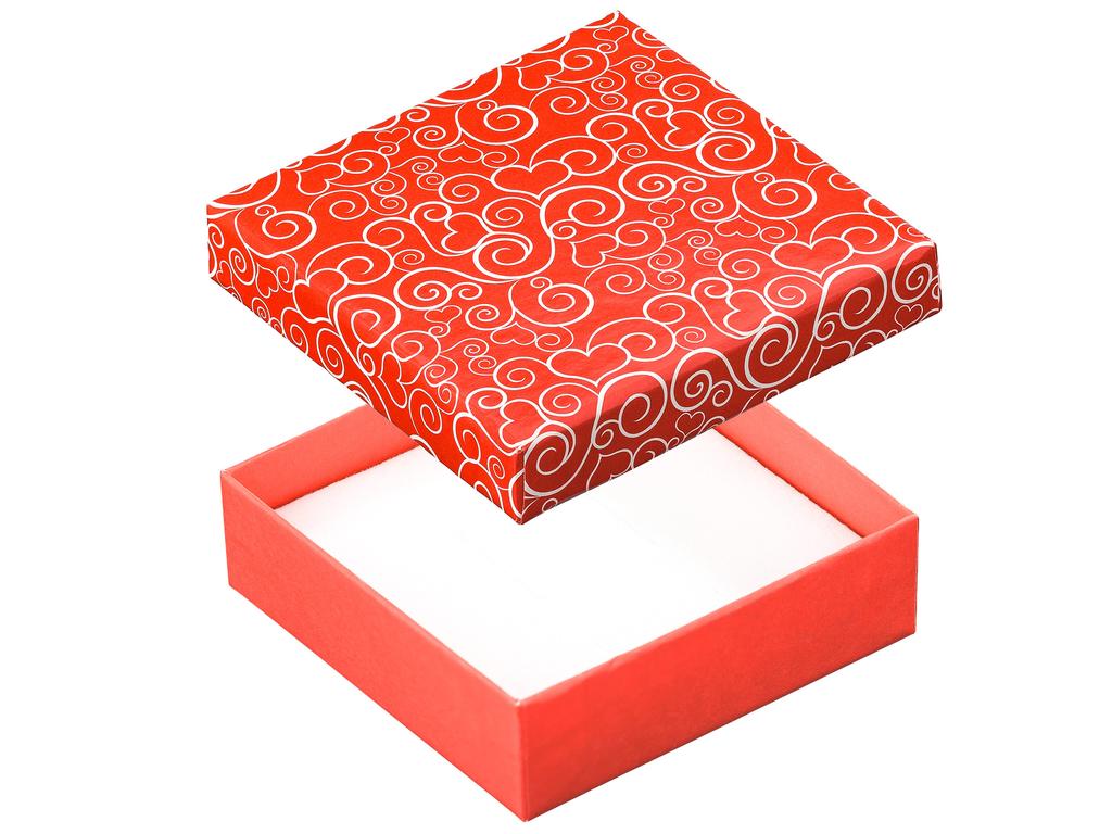 Red Gift Box Jewelry Packaging Decorative Heart White Hearts