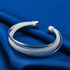 Fashionable 925 Sterling Silver Exquisite Shiny Braided Open Bracelet Women Party Wedding Jewelry Accessories