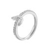 ZHUKOU gold plated zircon 16 Arabic letters silver adjustable ring : VJ632B1