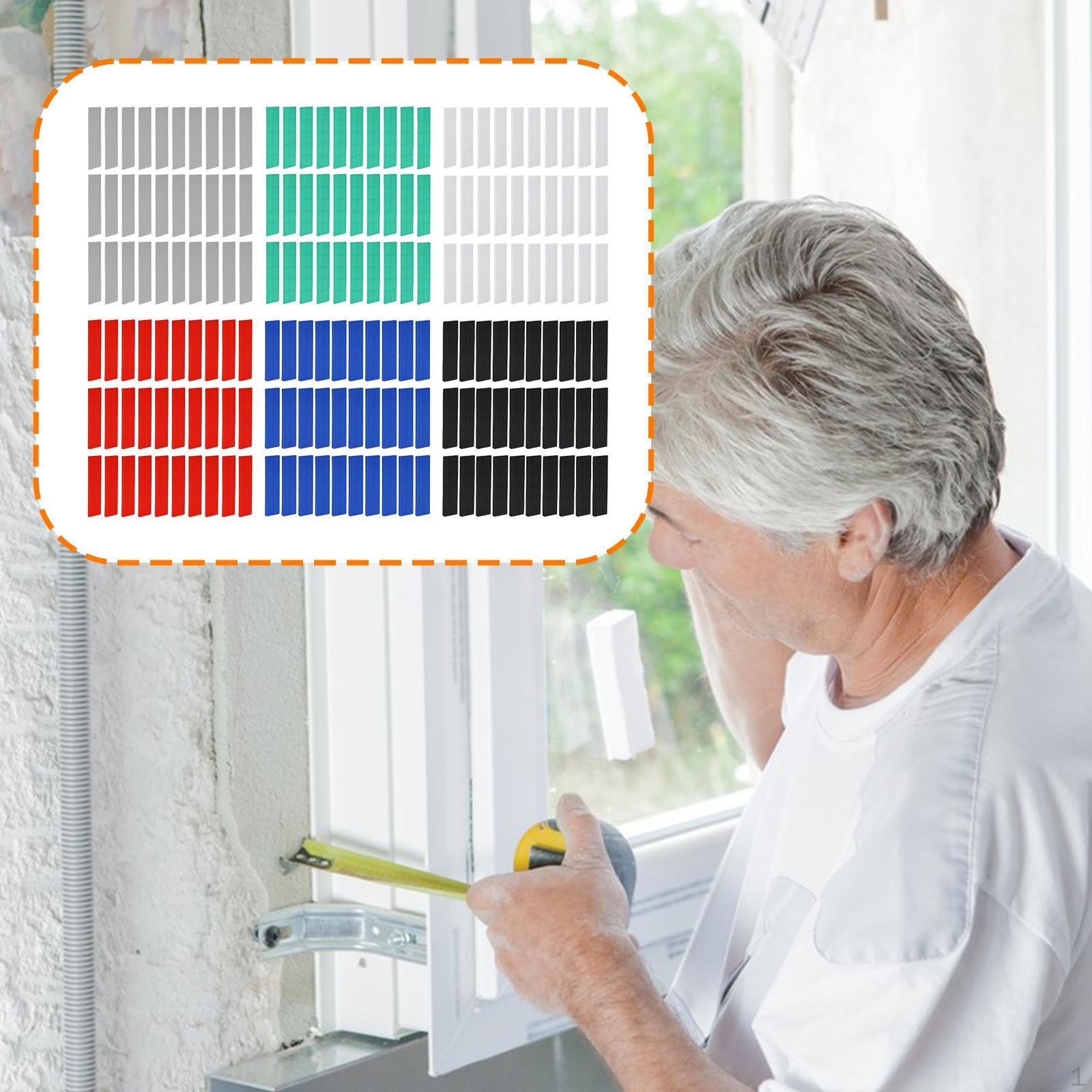 

180x Pp Flat Leveling Shims Pads Anti Slip Colorful Furniture Levelers 6 Sizes Set for