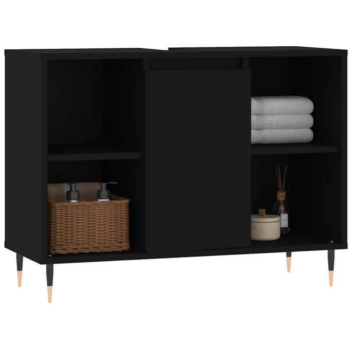 VidaXL Armoire de salle de bain noir 80x33x60 cm bois d'ingénierie 831621