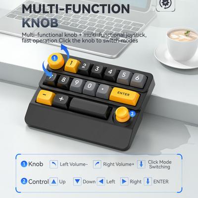 Mini clavier sans fil 3 modes avec rétroéclairage RVB, macro programmable, 15 touches remplaçables à chaud, DIY, pavé numérique mécanique de jeu à une main, accessoires PC