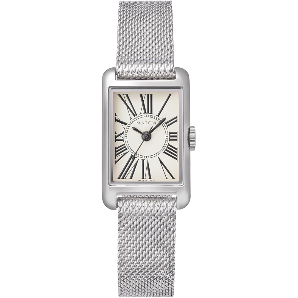 MATOW Women s Rectangular Watch Silver Mesh Circle Roman Numerals Model mw004009