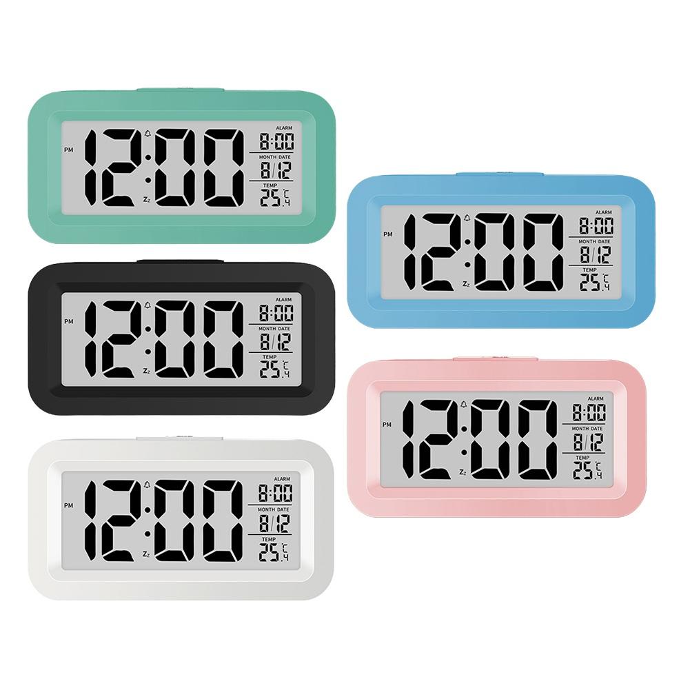 

LED Digital Alarm Clock Electronic Digital Alarm LCD Screen Desktop Table Clocks For Home Office With Calendar Thermometer CHINA белый