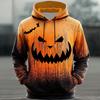 Men's Halloween Hoodie Funny Pumpkin Face Hoodie Scary Long Sleeve Top