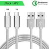 Micro USB Cable - PROSHOP - 1M - Silver Nylon - Android Compatible - Fast Charging