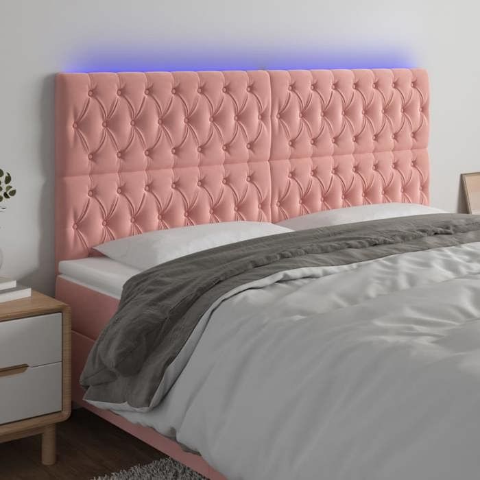 VidaXL Tête de Lit à LED Meuble de Chambre à Coucher Accessoire de Lit Double Tête de Cadre de Lit Intérieur Rose 3122825