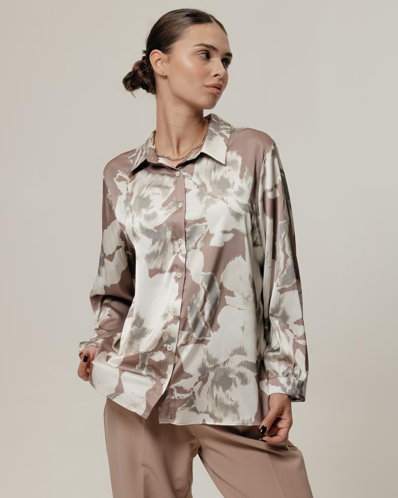 Modalinda 8022 44 Button Down Blouse Beige