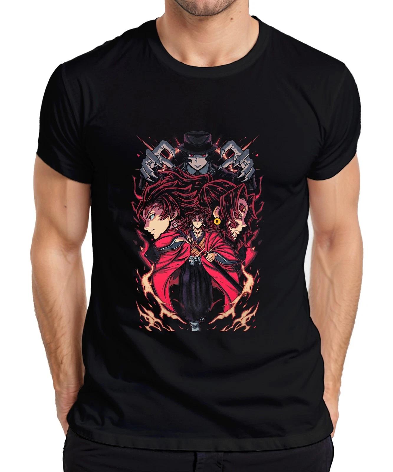 Samurai Katana Dämonenjäger Feuer Maske Anime Manga düster Herren T-Shirt XXXXL