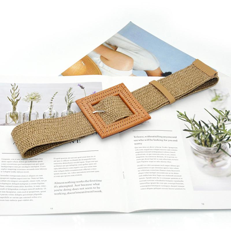 Vintage Breite Böhmische Gürtel Für Frauen Runde Holz Schnalle Geflochtenes Seil Gürtel Weiblich Lässig Häkeln Boho Kleid Taillenband