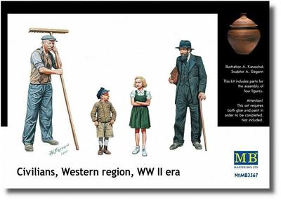 Master Box Civis Europeus 2 Crianças e 2 Homens Modelo de Plástico MB35067 1/35