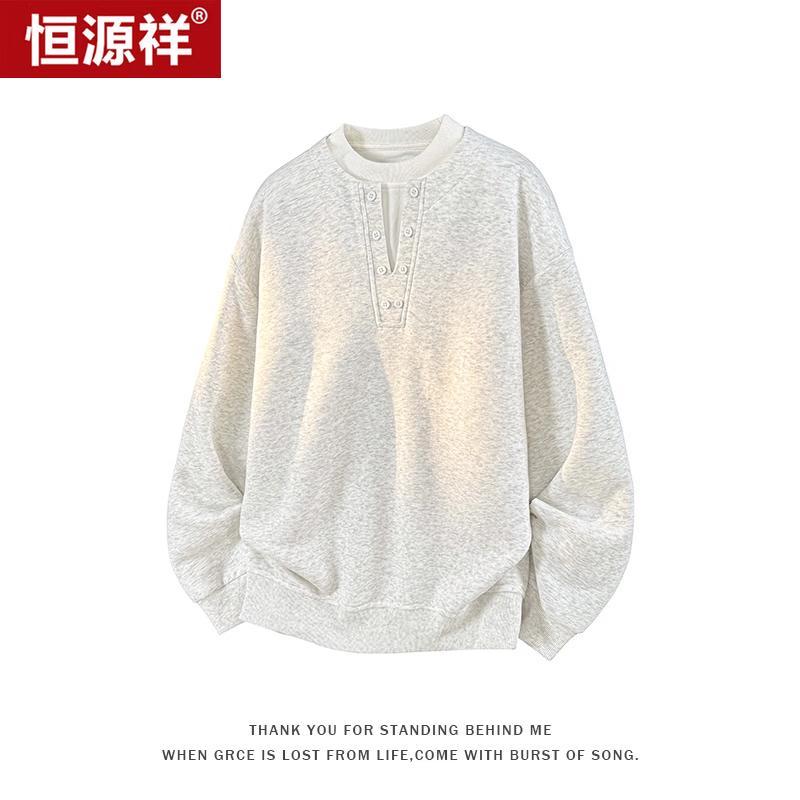 Men s Faux Two-Piece Long Sleeve Fleece Sweatshirt 3XL