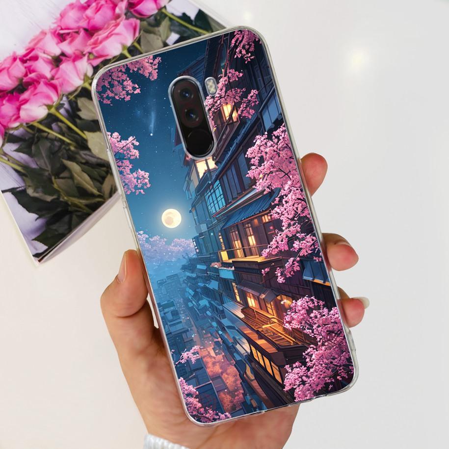 Para Xiaomi Pocophone F1 Funda Poco F1 Moda Flor Cubierta Silicona Suave Delgada Funda de Teléfono Para xiaomi Pocophone F1 Global F 1 Funda