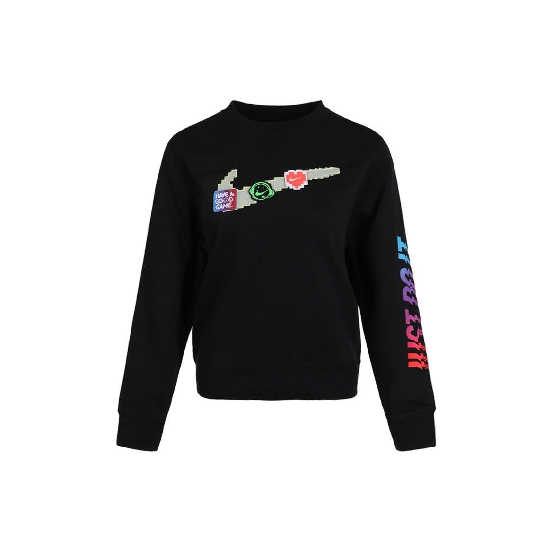 (WMNS) Nike Sportswear Logo Fleece Crew Sweatshirt Black Multi Women s DC3941-010 S