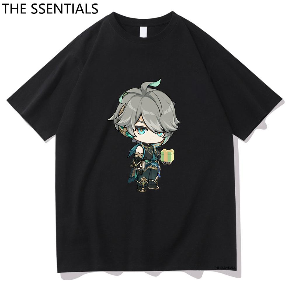 Genshin Impact Alhaitham T Shirt Unisex Harajuku graficzna estetyczna Kawaii Tshirt unisex Anime Cartoon Oversize koszulki bawełniane Korea