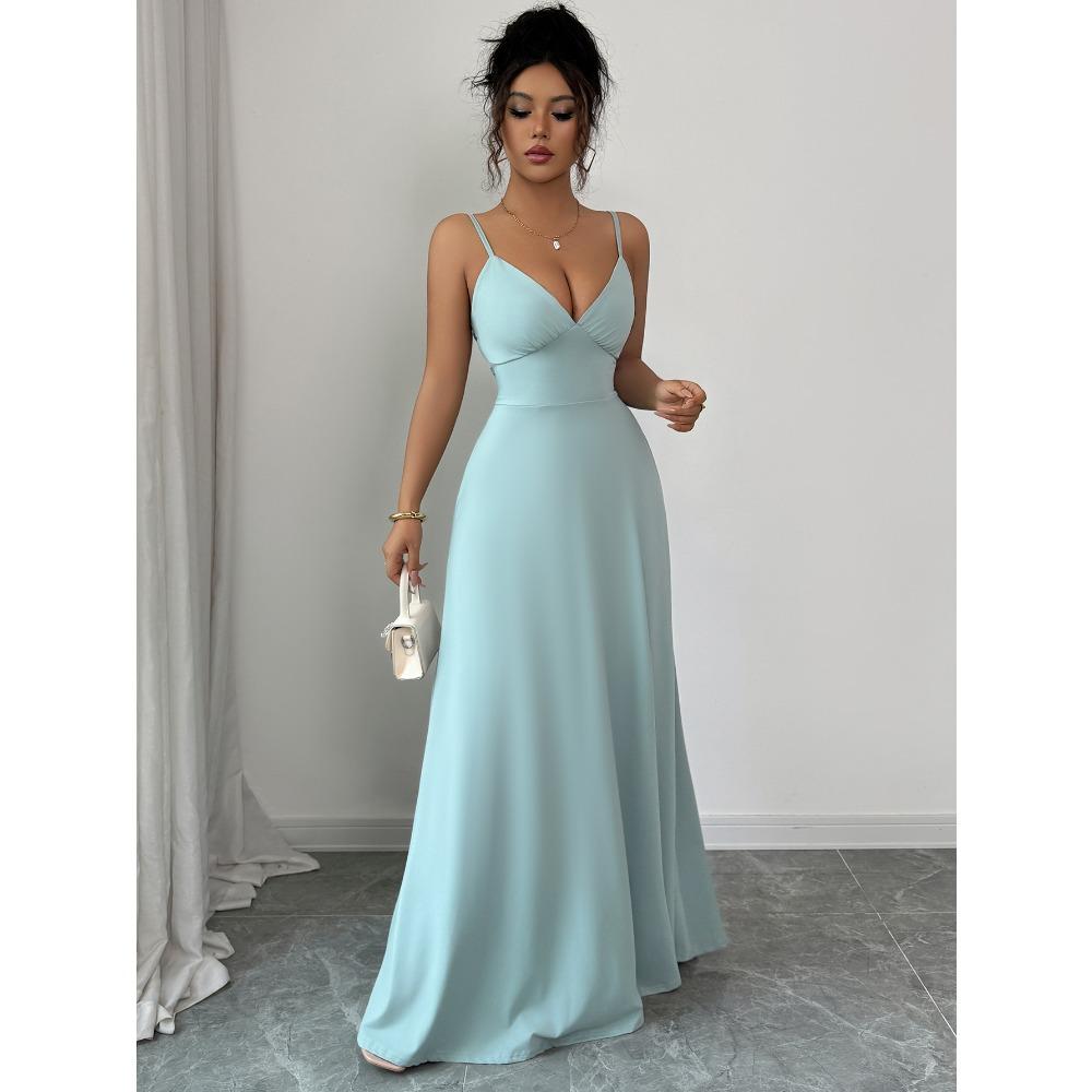 Elegantes Temperament Träger A-Linien Langes Rockkleid Damenbekleidung Herbst und Winter 2025