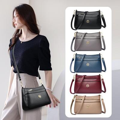 Middle Mother Women Shoulder Bag Messenger Bag Elderly Large Capacity Soft Leather Light Change Mobile Phone Bag