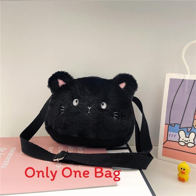 Cat Fashion Cartoon Children Shoulder Crossbody Bag With Soft Plush Kids Gift