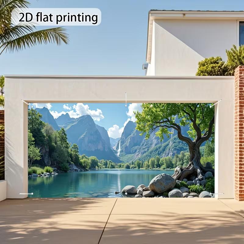 

2D Stunning Mountain Lake View Studio Backdrop with Clear Water and Blue Sky 47.2x31.5inch/120*80cm
