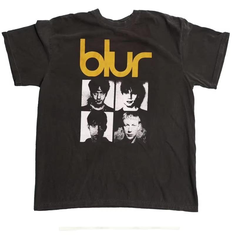 BLUR Fuzzy Band British Rock Punk Music Cotton Loose American Casual Direct Injection Short Sleeve T-Shirt Fashion Trend Casual