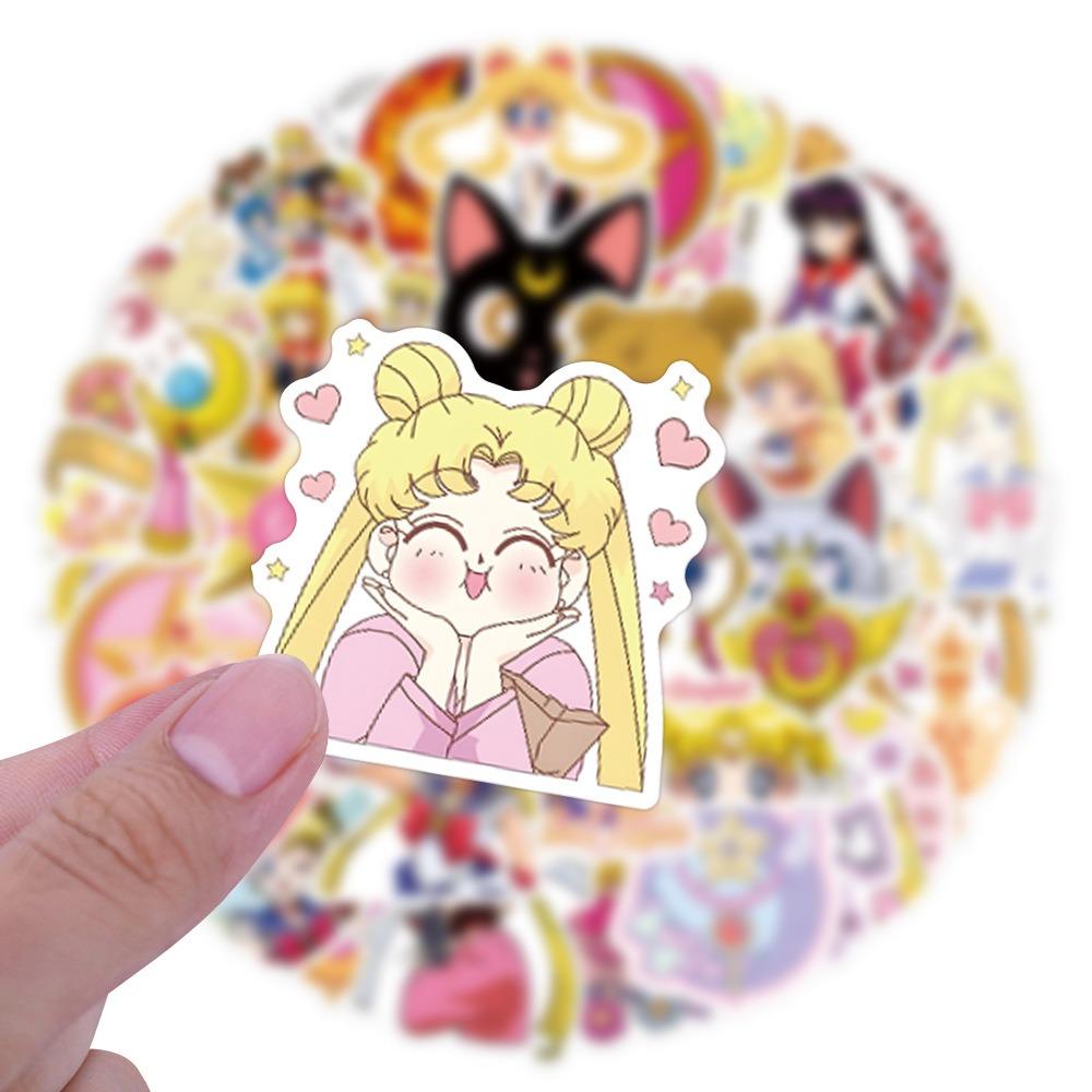 55Pcs Cartoon Sailor Moon Graffiti Stickers Suitcase Water Cup Stationery Mobile Phone Laptop Refrigerator Decoration Diy Decals