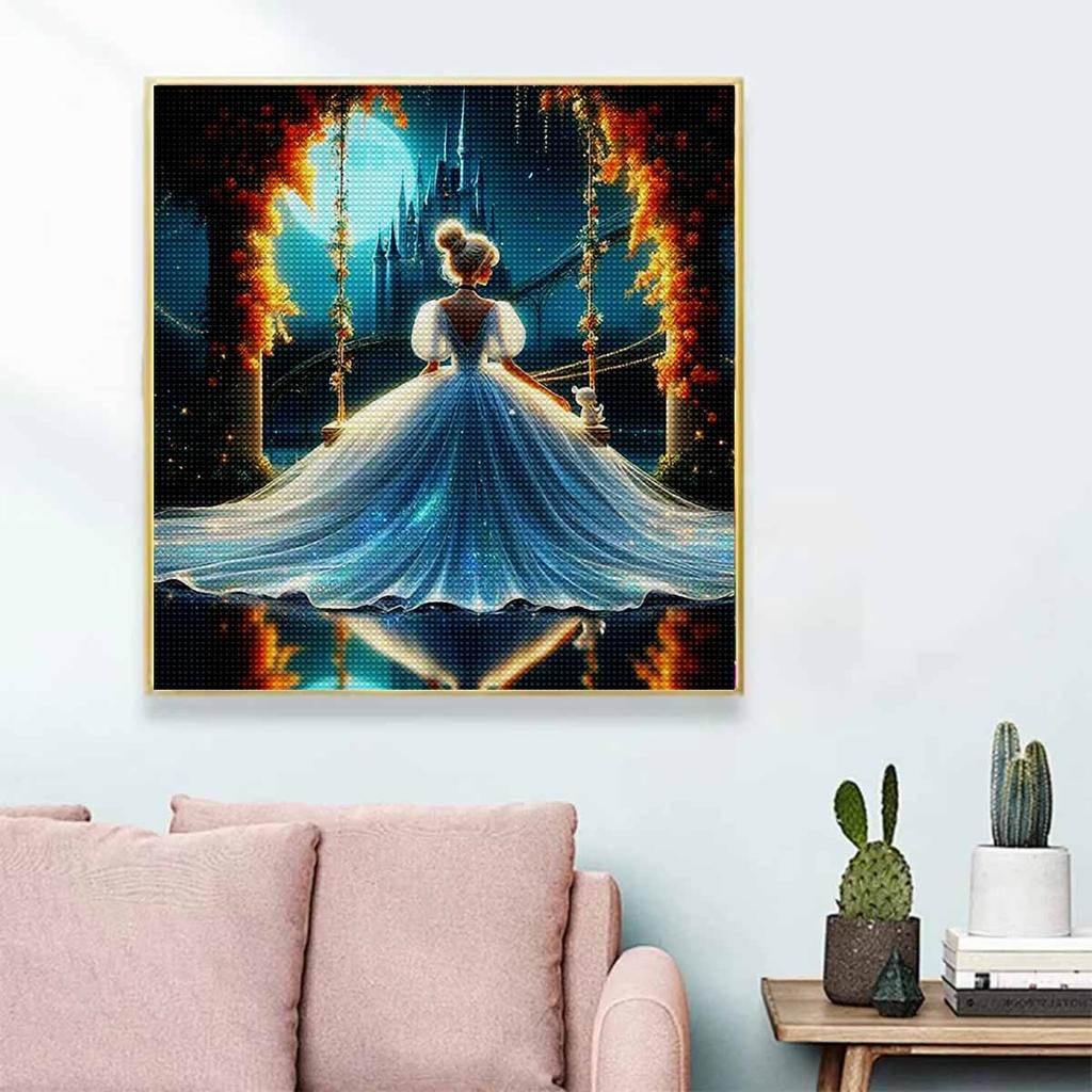 5D DIY Diamond Painting Decorative Princess Swings Full Round Drill Scenery Diamond Embroidery Cross Stitch Kits Home Decor Gift