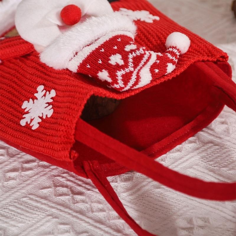 Festliche Filz-Geschenktasche mit Weihnachtsmann- und Schneemann-Motiven Süßigkeitentüten Geschenk für Weihnachtsverpackung