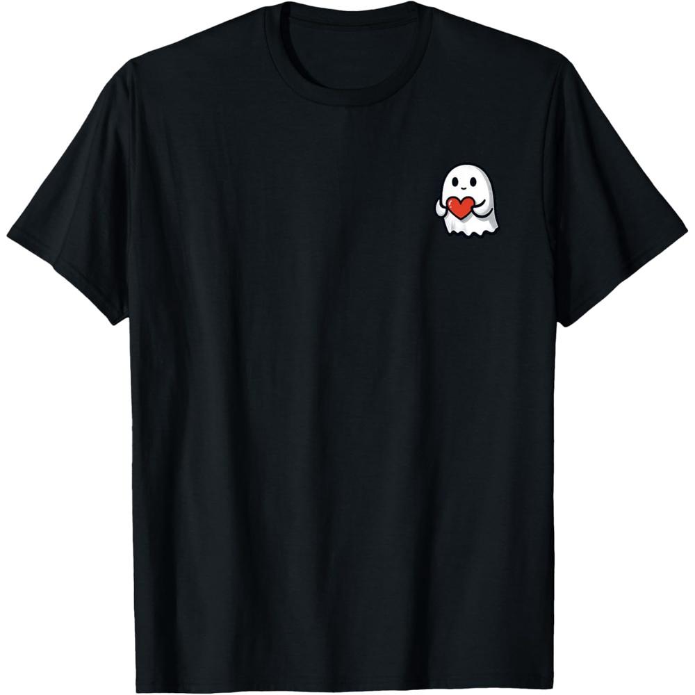 Valentines Day Ghost Heart Pocket Cute My Boo Halloween T-Shirt L чёрный