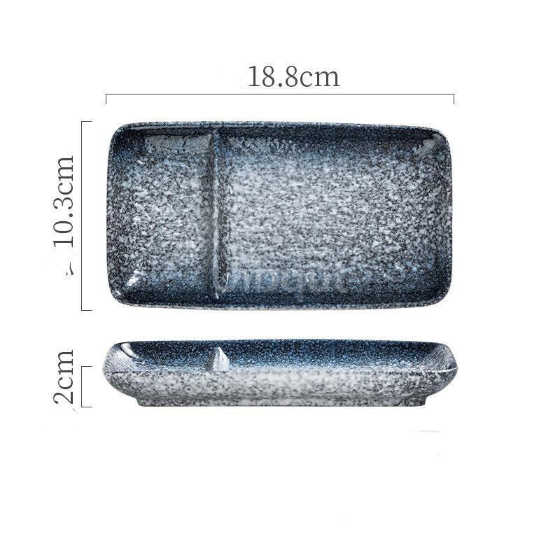 ceramic Dumplings 2 grids plates vinegar dish sushi grilled seasoning plate Creative Separation Snack Ceramics Hot Pot Dish