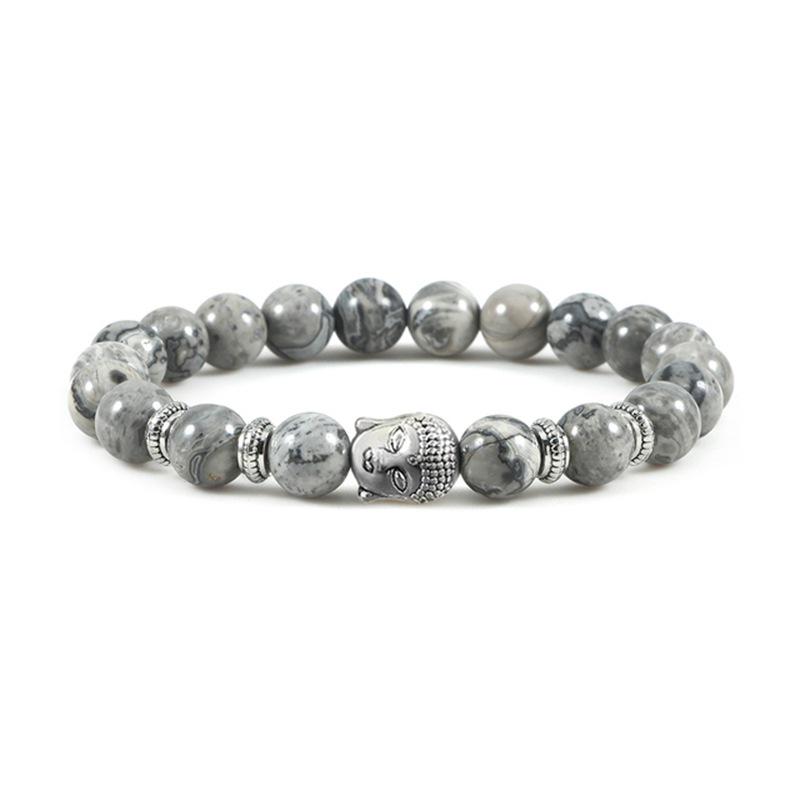 Trendy Tiger Eye & Volcanic Stone Beaded Bracelet with Buddha Head - Multiple Styles for Women