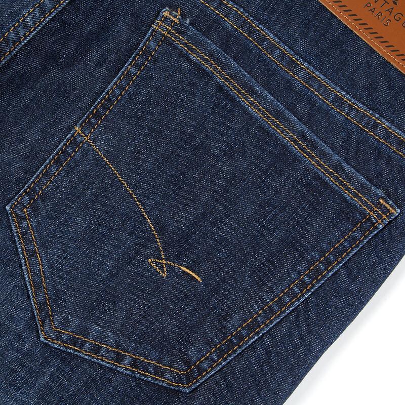 MONTAGUT Men's Silk Blend Straight-Leg Denim Jeans