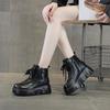 2025 Women's High-Top British Style Velvet Martin Boots - Spring/Autumn, Height-Increasing, Thick Sole, Versatile Short Boots