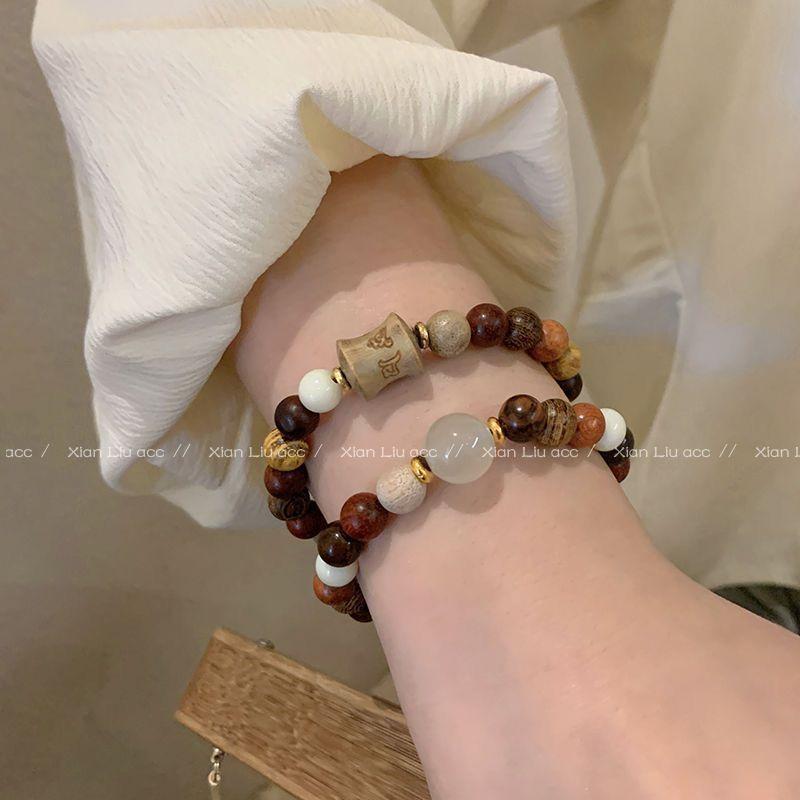 Ancient rhyme bracelet retro pear wooden beaded ethnic style wooden bracelet new