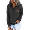 Women's Pullover Hoodies Tops Letter Printing Casual Button Down Long Sleeve Pocket Sweatshirts