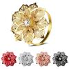 6 pezzi / set portatovagliolo fiore cavo anello di strass di lusso elegante decorazione della tavola porta tovagliolo per cena in acciaio inossidabile fibbia forniture per feste di nozze